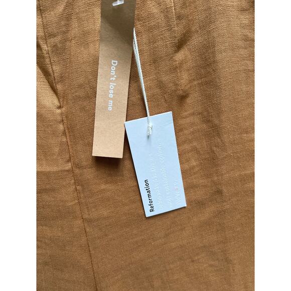 Reformation Justin Linen Pants in Barley size 12 NWT - Picture 2 of 10
